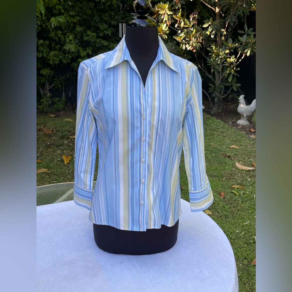 Talbots Blue and Green Striped Button Down Shirt